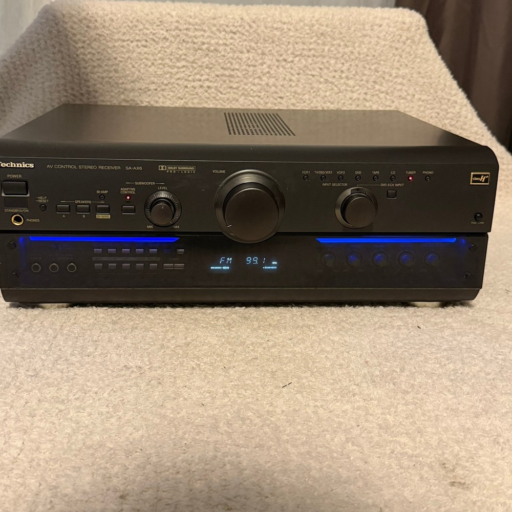 Technics SA-AX6 Stereo Receiver Dolby Pro Logic Black No Remote Powers On